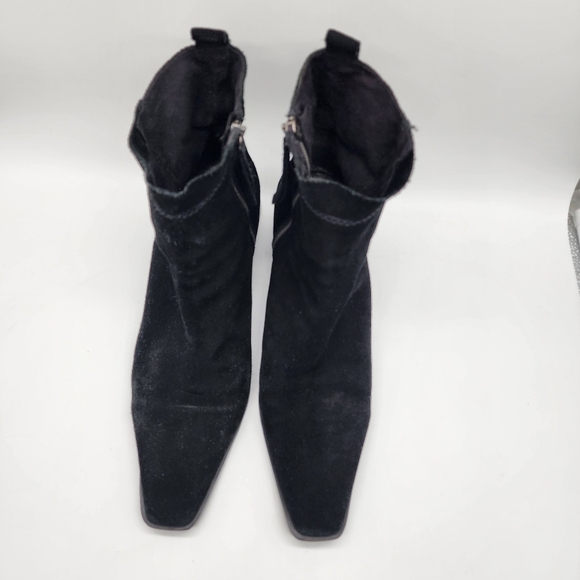 Zara Square Toe Suede Ankle Black Booties Size Women's 42 - Picture 4 of 14
